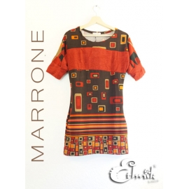 Vestito etnico Seventies - Marrone
